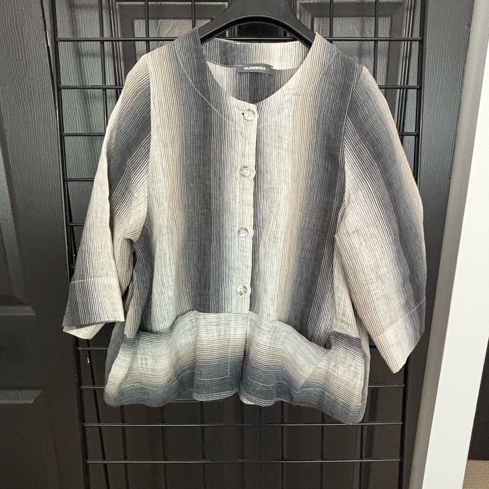 Chic Striped Button-Up Blouse - image 1